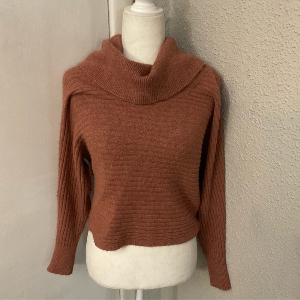 Pink Rose Soft Bronze Cowl Neck Sweater XS Cozycore Comfy Casual Classic NEW